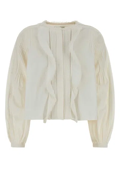 Isabel Marant Cubraly Lace-trimmed Ruffled Pintucked Cotton-poplin Blouse In White