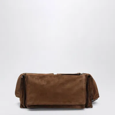 Miu Miu Suede Utilitaire Crossbody Bag Adjustable Strap In Brown