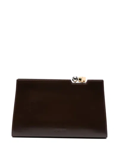 Jacquemus Rectangular Clutch Bag Detachable Strap Handle In Burgundy