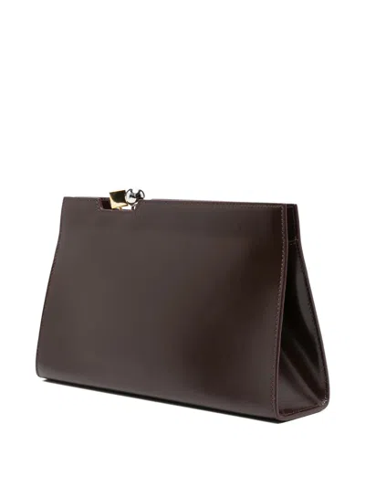 Jacquemus Rectangular Clutch Bag Detachable Strap Handle In Burgundy