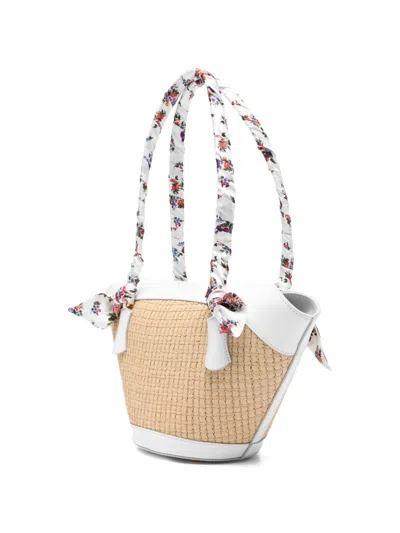 Dolce & Gabbana Borsa A Spalla Coffa Capri In Rafia Con Stampa Floreale Dolce E Gabbana In Neutral