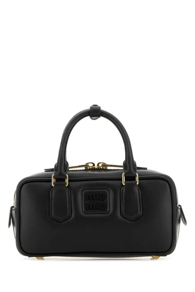 Miu Miu Smooth Shoulder Bag Adjustable Strap In Black