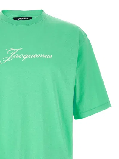 Jacquemus Signature Logo Short Sleeve Crew Neck T-shirt In Green