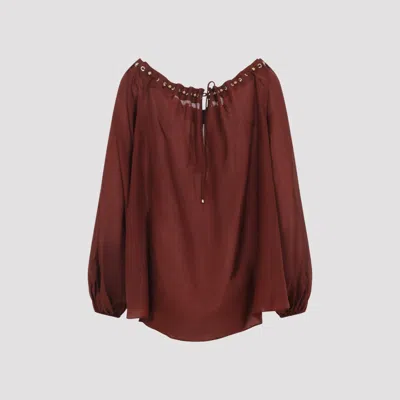 Zimmermann Blouse Aster With Ruffles And Beads In Brown