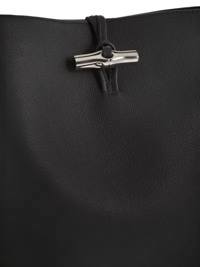 Longchamp Medium Le Roseau Leather Hobo Bag In Black