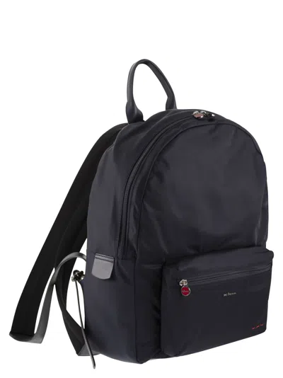 Kiton Technical Fabric Backpack With Logo In Orange