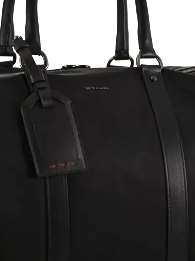 Kiton Duffel Bag With Leather Inserts In Black