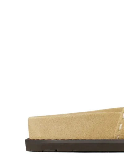 Tory Burch Button Strap Slide Sandals In Brown