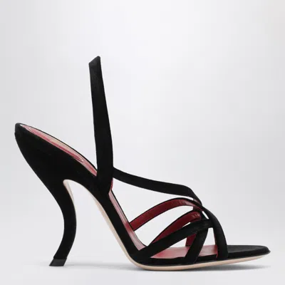 Valentino Garavani Women Black Velvet Slingback Heels, 4.5 Luxury Pumps & Heels For Women Darveys