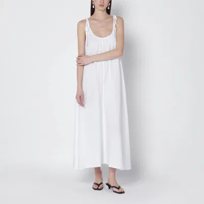 Anine Bing Flora Gathered Lyocell And Linen-blend Maxi Dress In White