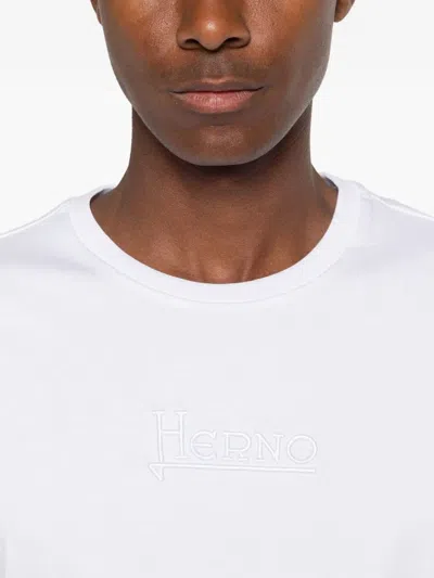 Herno Logo Patch Crewneck T-shirt In White