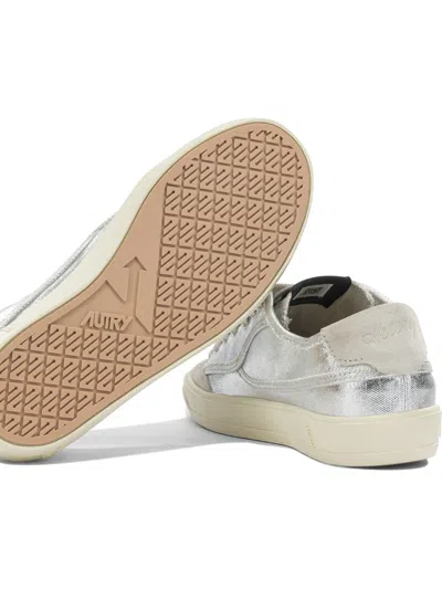 Autry Windscape Low Silver Canvas Suede Cow Leather Rubber Sneakers In Gray