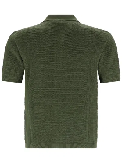 Versace Knit Shirt Chest Pocket Contrast Stitching In Green