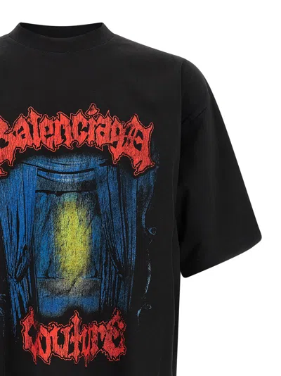 Balenciaga Cotton Salon De Couture Gothic T-shirt In Black
