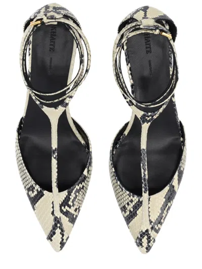 Khaite Python-print Ankle Strap Pumps With 4.5 Cm Heel In Animal Print