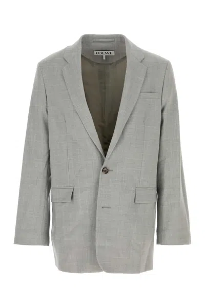 Loewe Single-breasted Tailored Jacket Jackets Grey In Gray