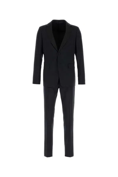 Prada Embroidered Wool Blend Suit In Blue