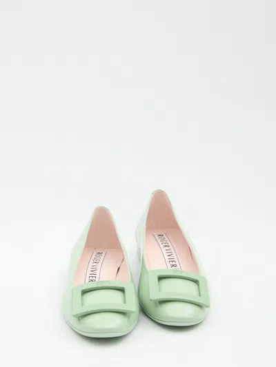 Roger Vivier U Look Patent Leather Ballerinas In Green