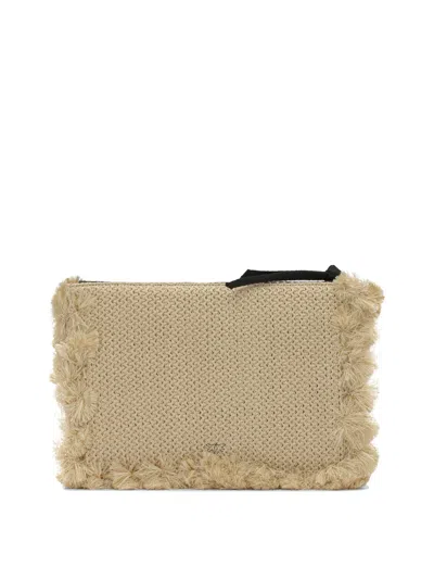 Pinko Beige Polypropylene Polyester Polyester Cotton Polyamide Polyurethane Clutch In Brown