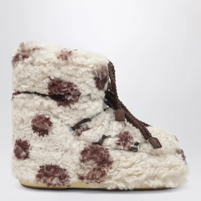Moon Boot Icon Low Cow Print Curly Boots In Yellow
