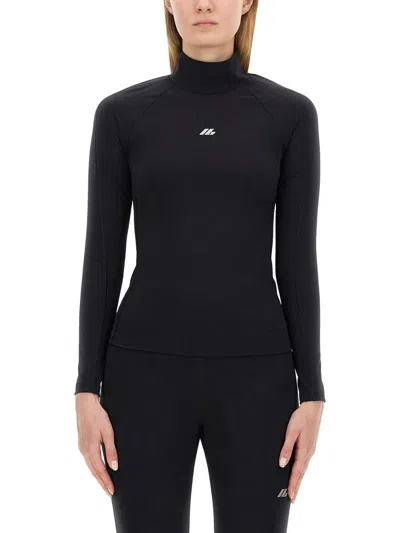 Balenciaga Activewear Logo High-neck Top In Black
