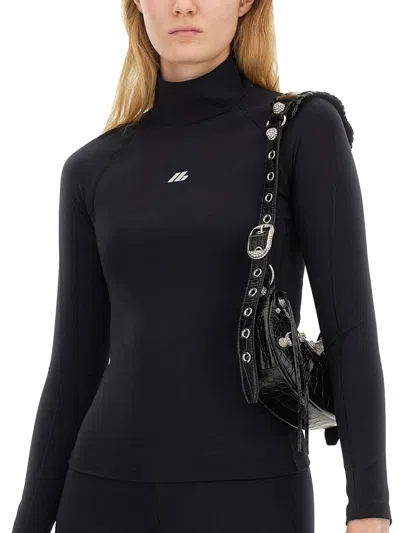 Balenciaga Activewear Logo High-neck Top In Black
