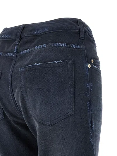 Balenciaga Women Blue Five-pocket Jeans With Curved Waist And Faded Effect In Cotton Woman In Blue