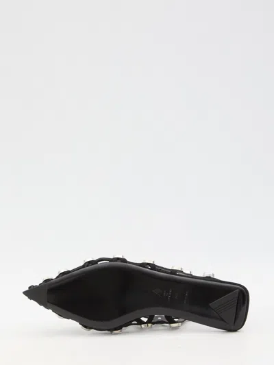 Attico Grid Embellished Suede Ballet Flats In Black