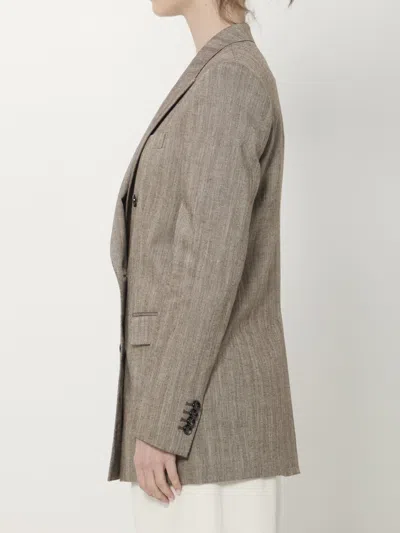 Tagliatore Double-breasted Buttoned Blazer In Brown