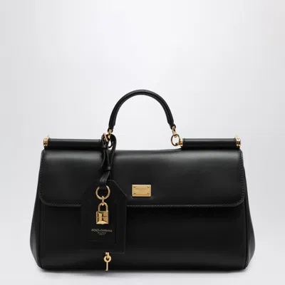 Dolce & Gabbana Black Handbag With Padlock Detail And Adjustable And Removable Shoulder Strap In Leather Woman In Black