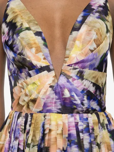 Zimmermann Luna Gathered Floral-print Linen And Silk-blend Mini Dress