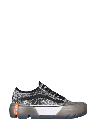 Vans Leopard Print Platform Trainers In Black