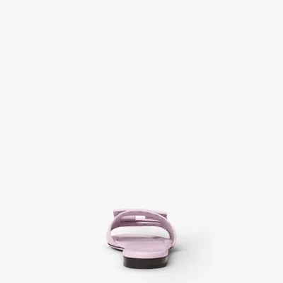 Fendi Baguette Ff Leather Buckle Flat Slide Sandals In Pink