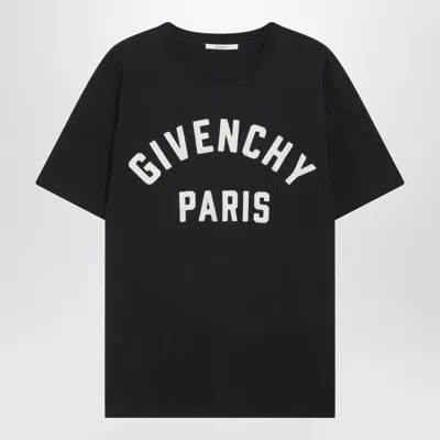 Givenchy Men Black Crewneck T-shirt With Maxi Logo Lettering On The Front In Cotton Man