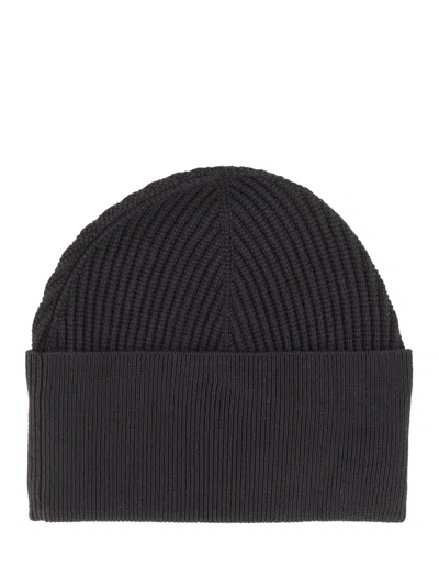 Studio Nicholson Ribbed Texture Folded Cuff Hat In Purple