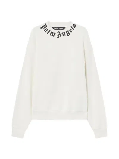 Palm Angels Relaxed-fit Cotton Sweatshirt With Signature Print In White