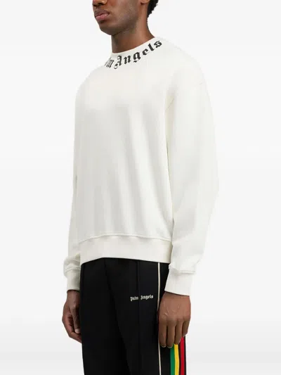 Palm Angels Relaxed-fit Cotton Sweatshirt With Signature Print In White