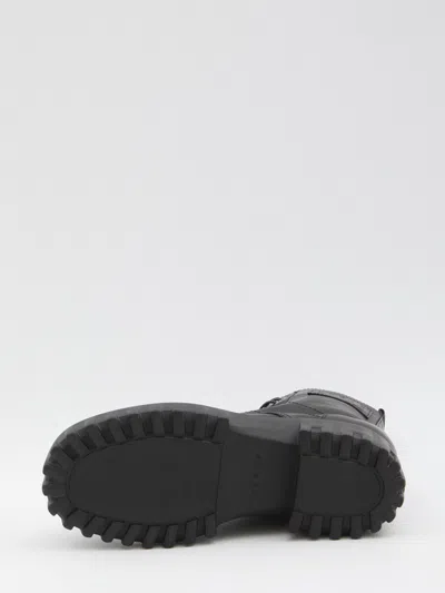 Hogan H700 Chunky Biker Boots In Leather In Black