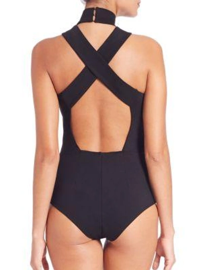 Shop Fleur Du Mal Turtleneck Crossback Bodysuit In Black