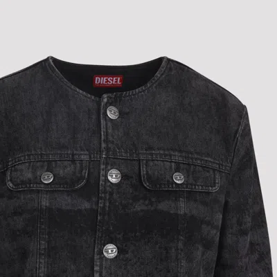 Diesel Laser-engraved Cotton-hemp Denim Jacket In Black