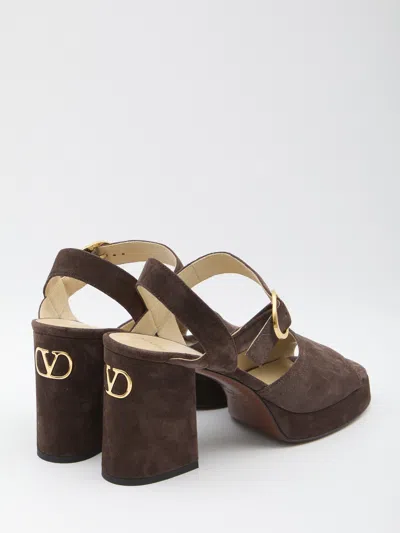 Valentino Plateausandalen Fawcette Vlogo Aus Veloursleder In Multi