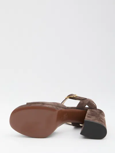 Valentino Plateausandalen Fawcette Vlogo Aus Veloursleder In Multi