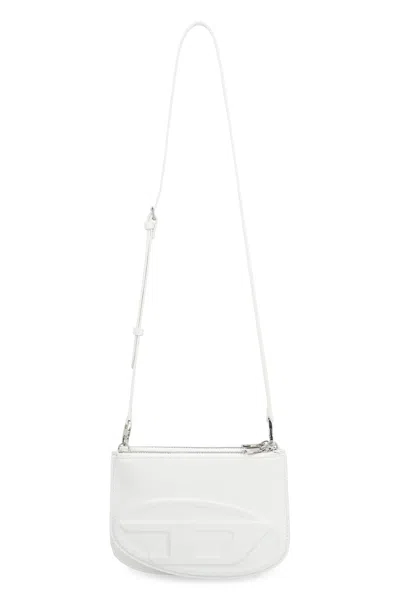 Diesel Smooth Leather Shoulder Handbag With Adjustable Strap In White