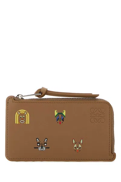 Loewe X Louis Wain Leather Cats Coin Card Holder In Brown