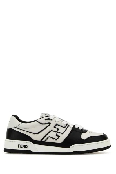Fendi Premium Leather Match Sneakers For Men In White