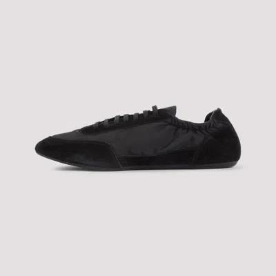 Prada Collapse Re-nylon And Suede Elasticized Sneakers In Black