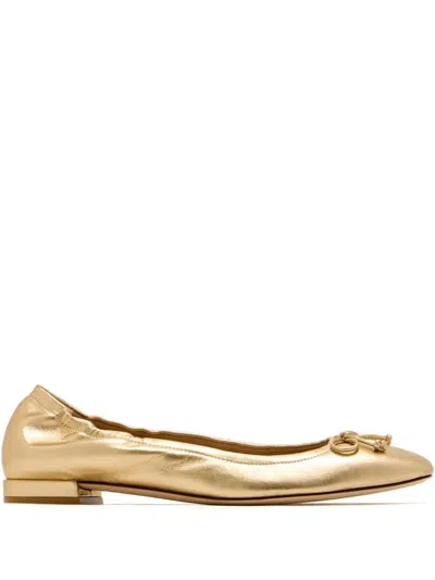 Stuart Weitzman Bria Bow Ballet Flat In Gold