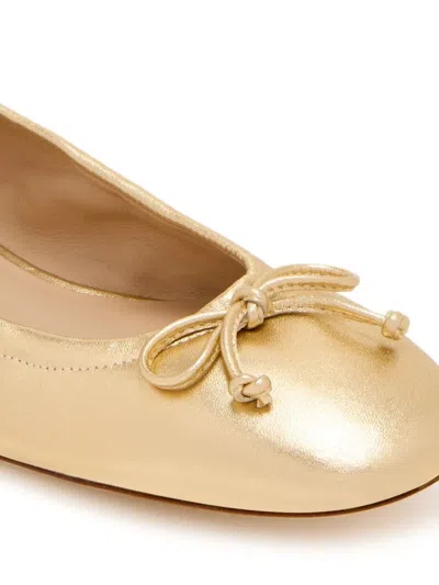 Stuart Weitzman Bria Bow Ballet Flat In Gold