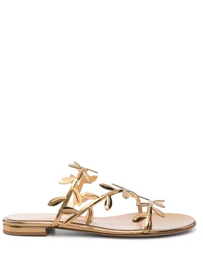 Gianvito Rossi Woman Sandals Gold Size 6 Leather In Animal Print
