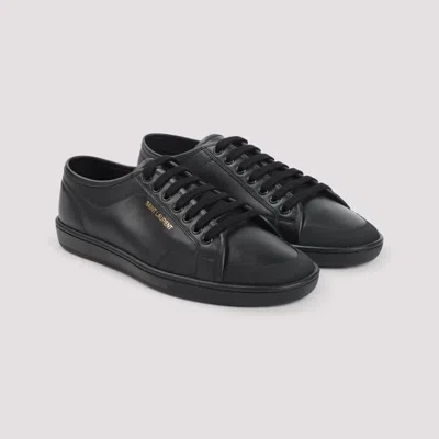 Saint Laurent Leather Sneakers With Almond Toe And Perforated Style